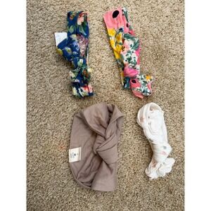 Little Sleepies Baby Headbands Lot of 4 Floral Mauve Ribbed Knot Bow Hair Acces